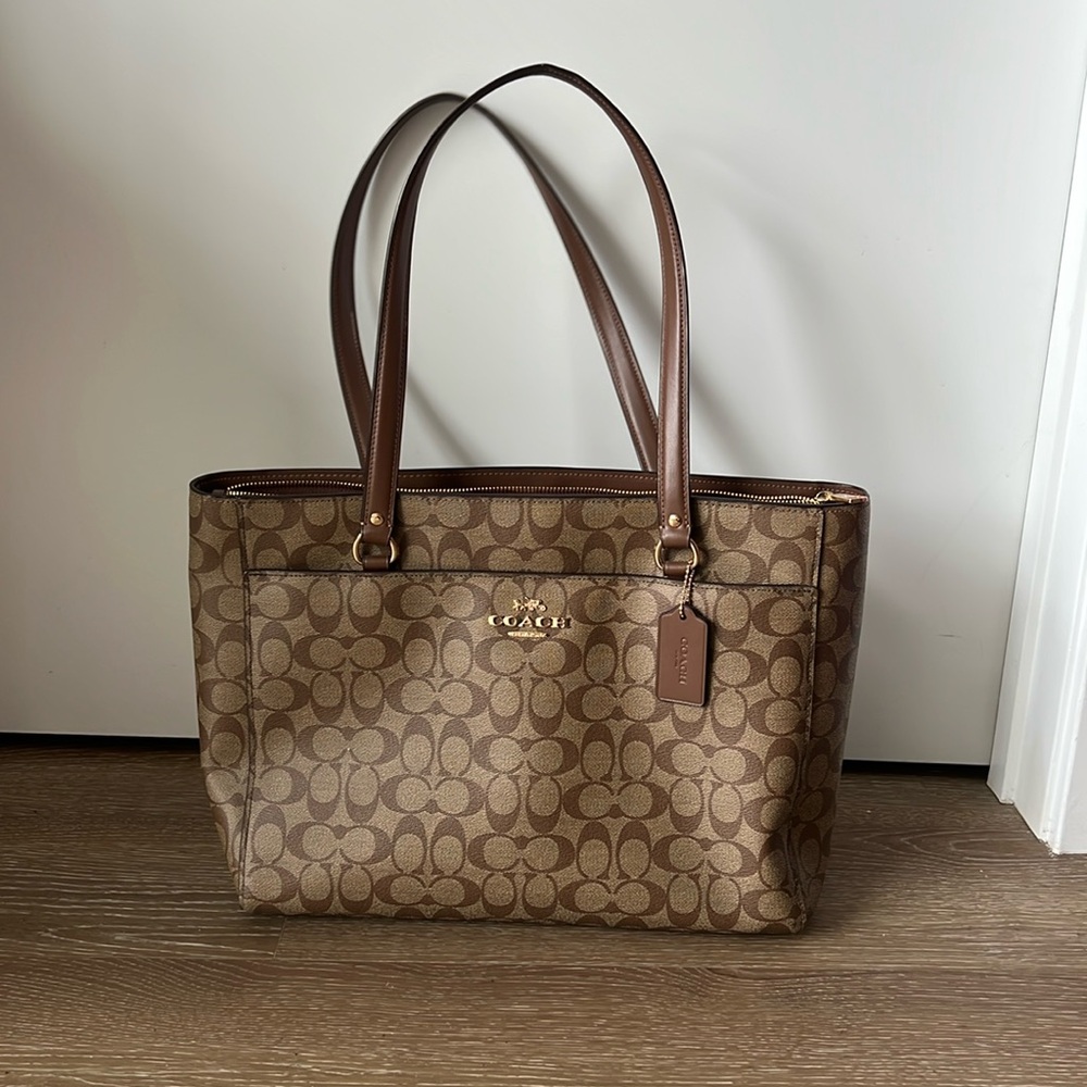 Brown leather Coach work purse